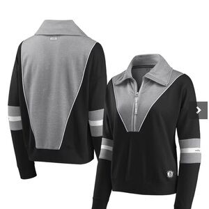 New Brooklyn Nets WEAR by Erin Andrews Women's Colorblocked Half-Zip Jacket